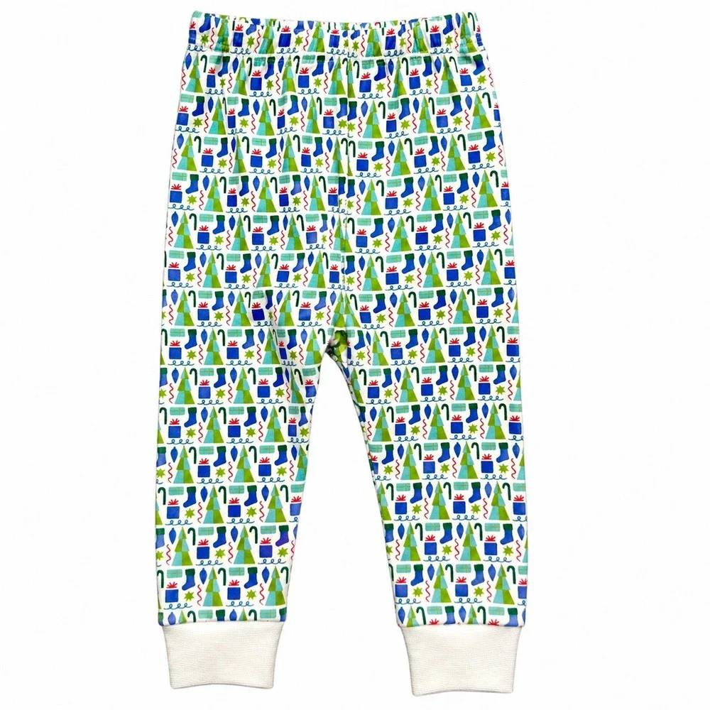 NEW Lila and Hayes Kids Christmas‎ Pajama Pants 12-18M Pima Cotton Holiday Print